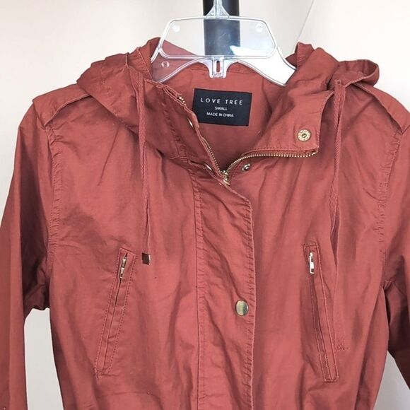 Love Tree Women's Terracotta Zip Safari Lightweight Utility Jacket- Cinch Waist - Picture 2 of 8